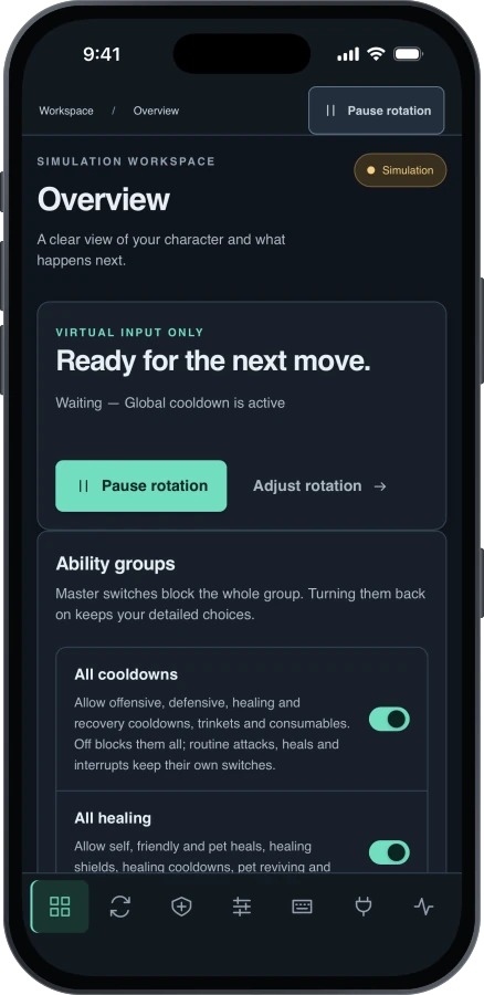 The same Overview page in the Cadence iOS app