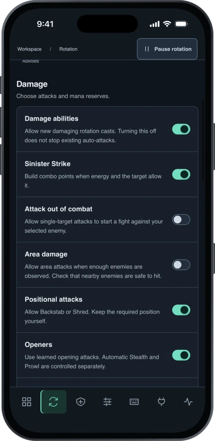 Cadence controller on iOS: rotation