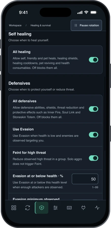 Cadence controller on iOS: healing and survival